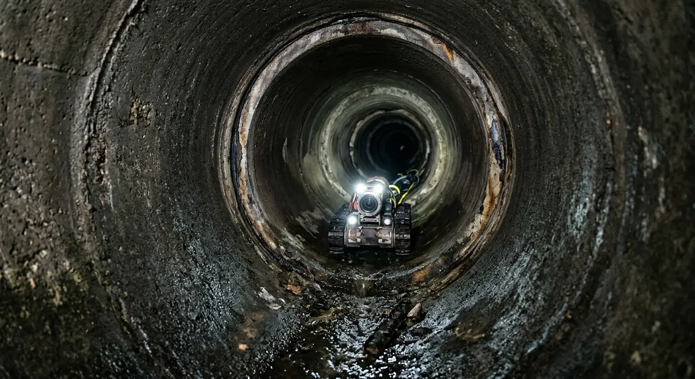 Robotic sewer camera inspecting pipe interior for Sewer Line Cleaning in Bangor